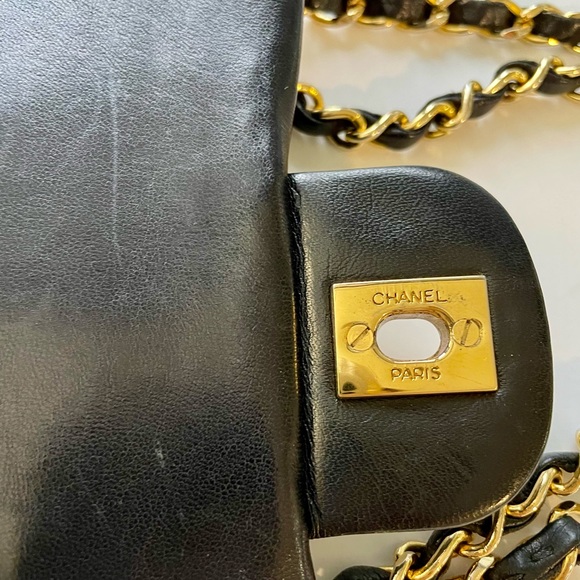 CHANEL V-Stitch Double Flap Chain Shoulder Bag Black - Picture 7 of 16